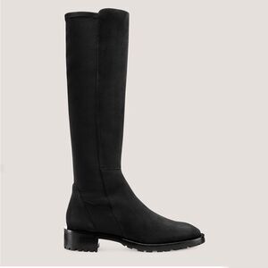 NEW STUART WEITZMAN 5050 KNEE-HIGH LUG BOOT in black suede